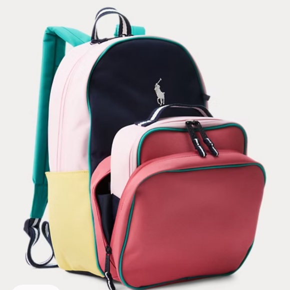 NEW ! Polo Ralph Lauren Pink Backpack & Lunch Tote Set - Picture 6 of 7
